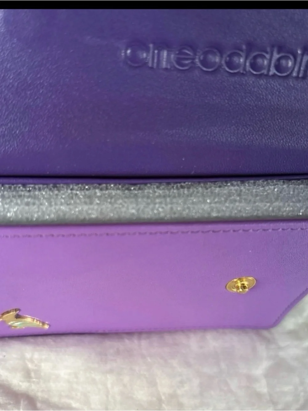 Oneoddbird Purple Leather Clutch Folio Document Photo Wallet Organization Travel